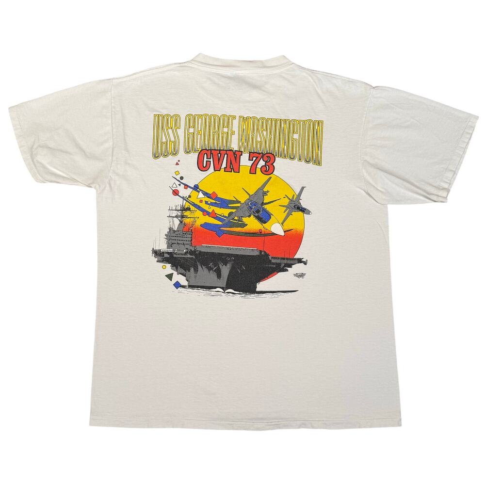 Vintage USS George Washington CVN-73 Navy Aircraft Carrier Shirt Oneita Large